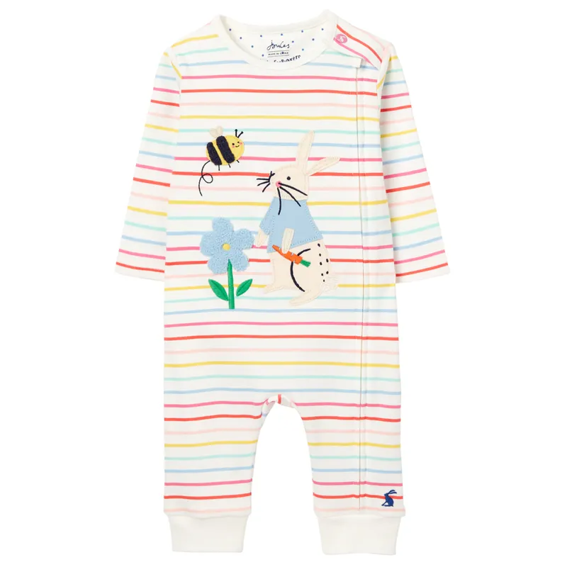 Joules Winfield Artwork Romper - White Stripe Bunny
